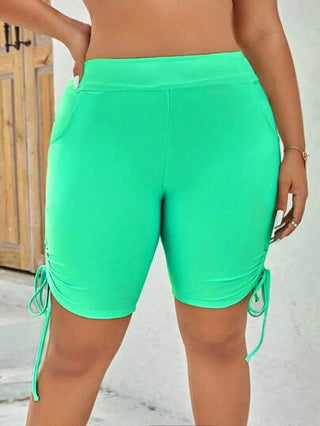 SHEIN Swim Curve قطعة سفلية من البكيني بسحاب أنيقة للنساء بمقاسات كبيرة