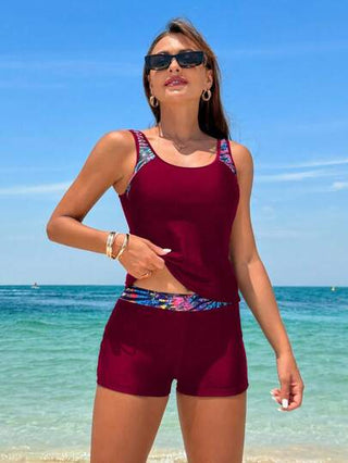 طقم تانكيني حريمي Swim Lushoire مجموعة تانكيني لونين متماثلين، قمصان أكمام وشورتات لملابس السباحة لفصل الصيف