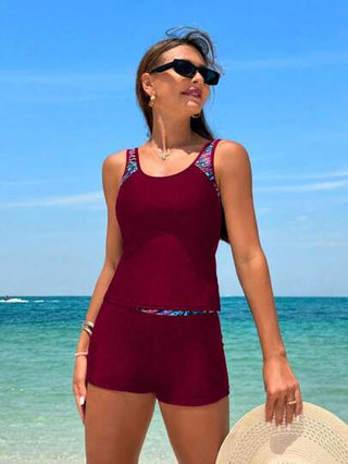 طقم تانكيني حريمي Swim Lushoire مجموعة تانكيني لونين متماثلين، قمصان أكمام وشورتات لملابس السباحة لفصل الصيف