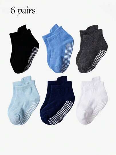 6 أزواج من جوارب للأولاد والبنات لأعمار من 0-8 سنوات تصلح للربيع والصيف والخريف، جوارب مضادة للانزلاق، جوارب للمشي، جوارب أطفال، جوارب للارضيات