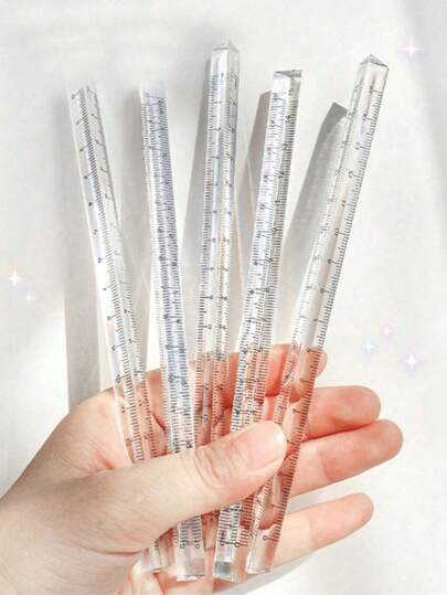 أدوات مكتبية ومدرسية قطعة واحدة مسطرة مثلثية شفافة قياس 20 سم ، أداة قرطاسية متعددة الاستخدامات ذات لون ثابت للطلاب، مناسبة للهندسة والرسم ، اكسسوارات مكتبية ولوازم مدرسية، عودة إلى المدرسة