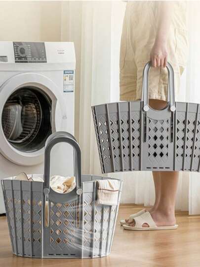 1 قطعة سلة غسيل متعددة الوظائف بطراز حديث وقابلة للطي - حامل قماش معلق على الحائط مع مقبض، سلة تخزين متعددة الاستخدامات للحمام والغرفة، تستخدم لتخزين الملابس القذرة والألعاب ، سلة غسيل ، سلة بقالة