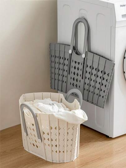 1 قطعة سلة غسيل متعددة الوظائف بطراز حديث وقابلة للطي - حامل قماش معلق على الحائط مع مقبض، سلة تخزين متعددة الاستخدامات للحمام والغرفة، تستخدم لتخزين الملابس القذرة والألعاب ، سلة غسيل ، سلة بقالة
