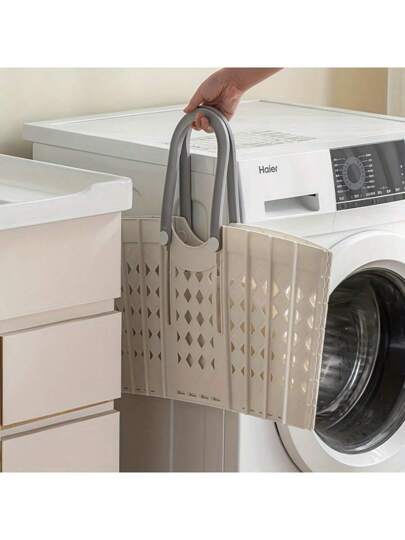 1 قطعة سلة غسيل متعددة الوظائف بطراز حديث وقابلة للطي - حامل قماش معلق على الحائط مع مقبض، سلة تخزين متعددة الاستخدامات للحمام والغرفة، تستخدم لتخزين الملابس القذرة والألعاب ، سلة غسيل ، سلة بقالة