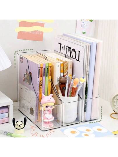 جهاز تخزين أوراق مكتبية/مكياج/مستندات من البلاستيك أكريليك شفاف، حامل عرض على سطح المكتب