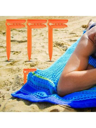 4 قطع/مجموعة مشابك منشفة شاطئية، مشابك فرش التخييم، مشابك ديكورية للخارج لعقد المفارش وحجز المناشف، مشابك ملابس، مشابك خيمة، دبابيس تثبيت المفارش والمناشف البحرية