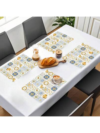 1 قطعة/4 قطع/6 قطع من وسادات المائدة المطبوعة بطراز قديم على قماش الكتان ، مناسبة لطاولة الطعام، وملائمة لجميع المواسم ، وسادات طاولة قابلة للغسل حديثة ، ديكور المنزل ، أدوات مائدة ، طاولة المطبخ ، زينة الحفلات ، هدية مثالية