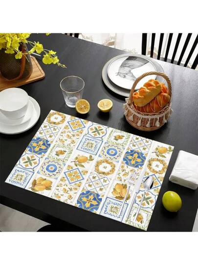 1 قطعة/4 قطع/6 قطع من وسادات المائدة المطبوعة بطراز قديم على قماش الكتان ، مناسبة لطاولة الطعام، وملائمة لجميع المواسم ، وسادات طاولة قابلة للغسل حديثة ، ديكور المنزل ، أدوات مائدة ، طاولة المطبخ ، زينة الحفلات ، هدية مثالية