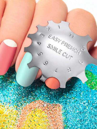 6 قطع من أدوات فن الأظافر البسيطة والمحمولة، لوحة تشكيل الأظافر الفرنسية من الصلب ، قالب مرصع بالكريستال لتشكيل الأظافر من الفولاذ المقاوم للصدأ، بأساليب متنوعة لإنشاء قوالب متنوعة بسرعة لرسومات الأظافر الفرنسية