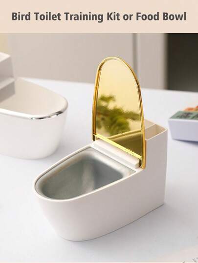 طقم تدريب بالطائر على استخدام المرحاض وسلطانية الطعام، متعدد الاستخدامات وممتع، قابل للتثبيت على الحائط أو المكتب، مدرب مرحاض للببغاوات مع غطاء، سهل التنظيف، يستهدف التدريب على النظافة والتبرز للببغاوات والطيور الصغيرة، اكسسوارات للطيور.