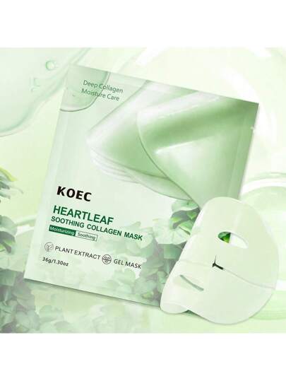 KOEC قناع الكولاجين العميق المرطب والمهدئ ، قناع الجل مستخلص النبات ،قناع الكولاجين المهدئ ذو أوراق القلب