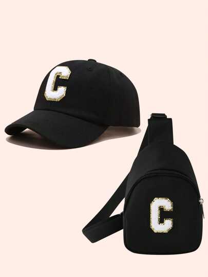 مجموعة من قطعتين تتكون من قبعة بيسبول للأولاد باللون الأحادي مع طبعات بحرف 26 و شاحنة والحقيبة الصغيرة للفتيات، حقيبة صغيرة خفيفة محمولة لتخزين العملات، مناسبة للحماية من أشعة الشمس لأغراض خارجية يومية