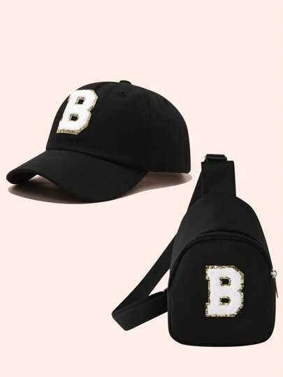 مجموعة من قطعتين تتكون من قبعة بيسبول للأولاد باللون الأحادي مع طبعات بحرف 26 و شاحنة والحقيبة الصغيرة للفتيات، حقيبة صغيرة خفيفة محمولة لتخزين العملات، مناسبة للحماية من أشعة الشمس لأغراض خارجية يومية