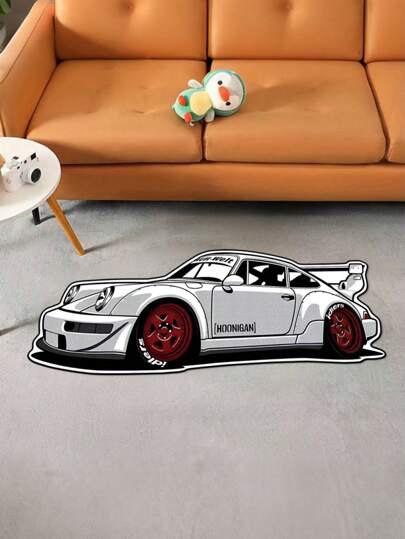 سجادة أرضية لسيارات السباق عالية الجودة، سماكة 6مم بوزن 1000 جرام، من ألياف البوليستر مانعة للانزلاق، بتصميم أبيض وأسود، مناسبة لديكور غرفة النوم والصالون، ديكور غرفة بطراز رياضي ، سجادة، سجادة أرضية للسيارة، ديكور غرفة النوم، ديكور الغرفة ، سجادة صغيرة