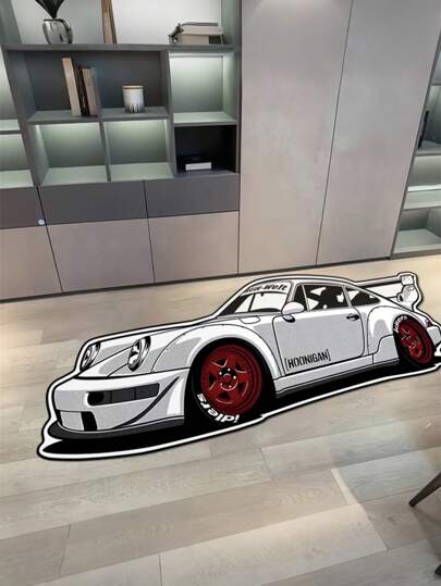 سجادة أرضية لسيارات السباق عالية الجودة، سماكة 6مم بوزن 1000 جرام، من ألياف البوليستر مانعة للانزلاق، بتصميم أبيض وأسود، مناسبة لديكور غرفة النوم والصالون، ديكور غرفة بطراز رياضي ، سجادة، سجادة أرضية للسيارة، ديكور غرفة النوم، ديكور الغرفة ، سجادة صغيرة