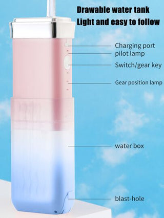 قطعة واحدة من منظف الأسنان الكهربائي المحمول ، منظف أسنان منزلي ذكي مع 4 رؤوس نفث، تدفق مائي بضغط عالي ، 3 أوضاع، شحن من نوع C، مقاوم للماء IPX7 ، خزان مياه قابل للفك سعة 180 مل، مناسب للسفر والاستخدام اليومي