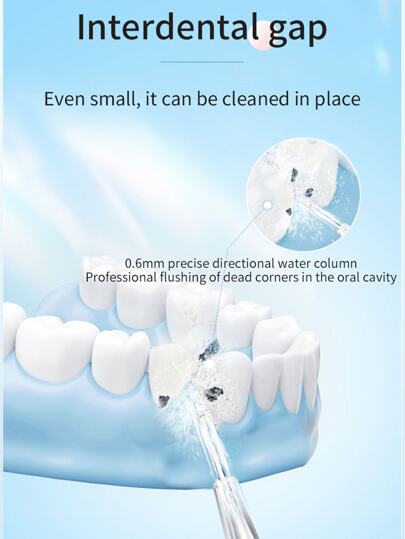 قطعة واحدة من منظف الأسنان الكهربائي المحمول ، منظف أسنان منزلي ذكي مع 4 رؤوس نفث، تدفق مائي بضغط عالي ، 3 أوضاع، شحن من نوع C، مقاوم للماء IPX7 ، خزان مياه قابل للفك سعة 180 مل، مناسب للسفر والاستخدام اليومي