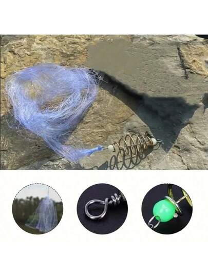 قطعة شبكة صيد متعددة الأحجام، شبكة صيد، شبكة تضيء في الظلام، معدات صيد، مصممة لفخ الأسماك، مصنوعة من سلك نحاسي قابل للتباعد ، شبكة صيد ضحلة ذات أشواك، متاحة بأحجام مختلفة، قابلة لإعادة الاستخدام