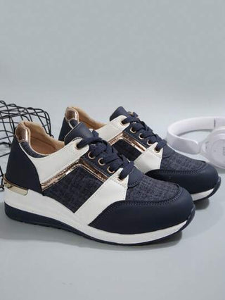 حذاء رياضي مريح وأنيق بكتلة لون، بحافة سميكة مرباطة، حذاء صيفي للشاطئ والمنتجعات بكعب منخفض، قماش مغزول منفذ للهواء، رأس مستدير، سهل الارتداء، خفيف للخارج والاستخدام اليومي، متطور مانع للانزلاق