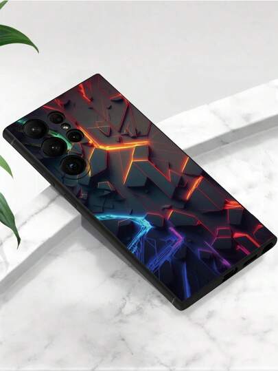 1 قطعة حقيبة هاتف سوداء مع تأثير الليزر ثلاثي الأبعاد مقاومة للانزلاق ومتوافقة مع هواتف جالاكسي A04e/A05s/A13/A14/A15/A34/A35/A50/A52/A53/A54/S21/S22/S23/S24/S25/S25Ultra