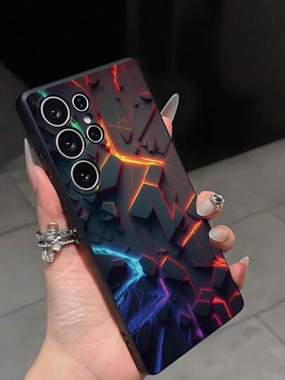 1 قطعة حقيبة هاتف سوداء مع تأثير الليزر ثلاثي الأبعاد مقاومة للانزلاق ومتوافقة مع هواتف جالاكسي A04e/A05s/A13/A14/A15/A34/A35/A50/A52/A53/A54/S21/S22/S23/S24/S25/S25Ultra