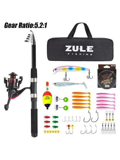 طقم عصا صيد سمك قابلة للطي 6.8 قدم و بكرة دوارة، عصا صيد الأسماك المحمولة للمياه العذبة، طقم عصا وبكرة الصيد للسفر