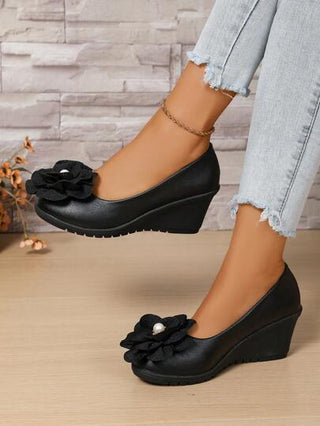 أحذية أوكسفورد حريمي أحذية كاجوال للنساء بتصميم كلاسيكي للعمل، برقبة مستديرة وكعب منحدر، أكسفورد أسود للاستخدام اليومي