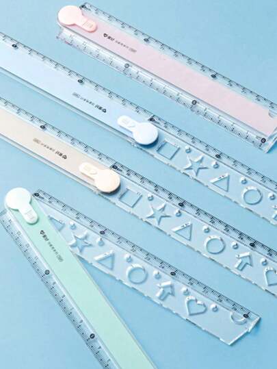 أدوات مكتبية ومدرسية 1قطعة مسطرة قابلة للطي ، مسطرة بلاستيكية ملونة للطلاب للرسم الهندسي والرسوم التوضيحية ، عودة إلى المدرسة