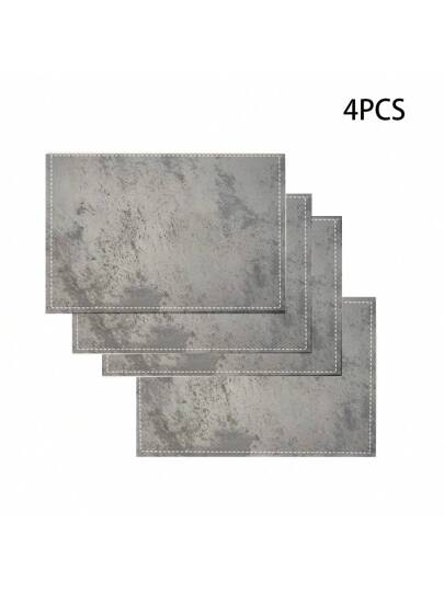 مجموعة من 1/4/6 مفرش الطاولة مستطيل القماش المنسوج ذو ملمس الخرسانة، قابل للغسل في الغسالة ، مفرش طاولة أحادي اللون رمادي للمطبخ، عازل للطاولة، ديكورات للمنزل والمطاعم