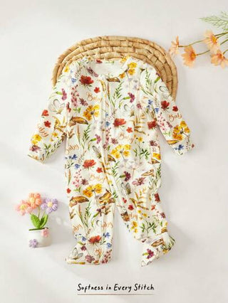 Cozy Pixies الرضيع حديث الولادة ولد/بنت بزي مربوع طويل الأكمام برسوم حيوانات كرتونية مصنوع من صوف ناعم