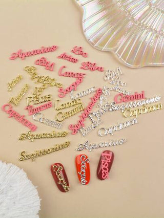 12/36 قطعة من إكسسوارات الأظافر لرسومات 12 برج الأبراج، مزيج ملون متعدد الألوان ثلاثي الأبعاد، إكسسوارات ديكور الأظافر للسيدات والفتيات للتصميم الذاتي