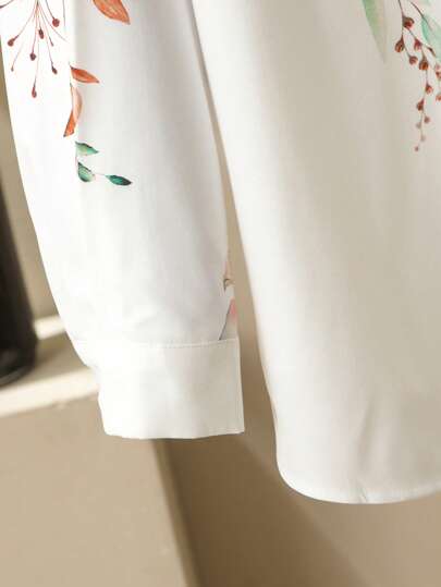 Lacomfia بدلة كاجوال للنساء مقاس كبير تتكون من قميص طويل الأكمام مطبوع بطباعة مخصصة وسروال واسع الساق