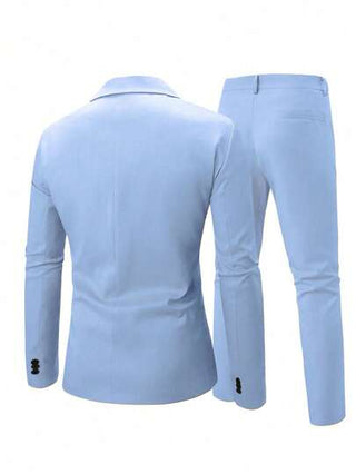 Manfinity Mode بذلة رجالية من قطعتين جاكيت وبنطلون ذات لون واحد أكمام طويلة، ملابس رسمية كاجوال