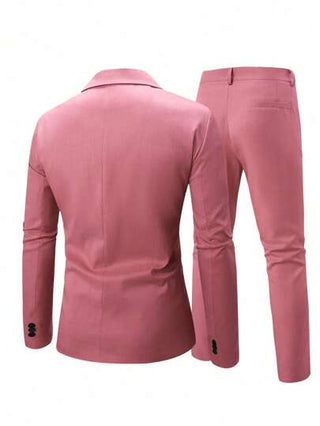 Manfinity Mode بدلة رجالية مكونة من جاكيت وبنطلون بألوان عادية للاستخدام اليومي والتنقل