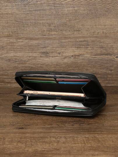 HOVI'S محفظة طويلة جديدة بسيطة مضادة للتسرب الإلكتروني بسحاب، محفظة هاتف متعددة الوظائف ذات سعة كبيرة لأغراض العمل