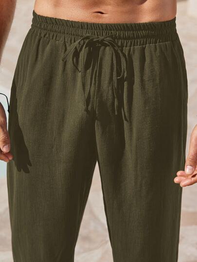 Manfinity RelaxMax بنطلون رجالي صلب اللون يومي وكاجوال