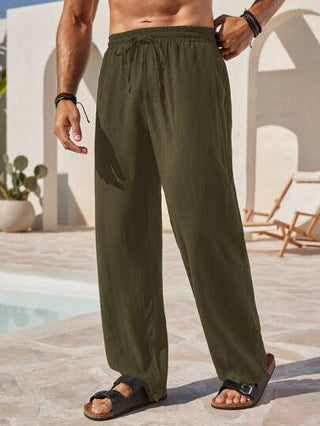 Manfinity RelaxMax بنطلون رجالي صلب اللون يومي وكاجوال