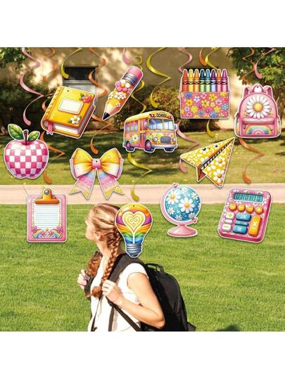 ديكور حلزوني معلق لمناسبة العودة إلى المدرسة، ديكور موضوع موسم العودة إلى المدرسة للفصل، ملصقات حلزونية معلقة