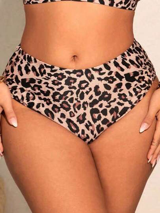 SHEIN Slayr CURVE بيكيني ذات خصر عالي مناسب للسيدات بحجم كبير مطبوع بنمر، لتخسيس وإنتعاش الجسم،، بدلة سباحة عصرية للعطلات