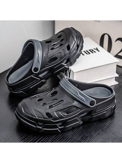 صنادل رجالية مثقبة، صنادل صيفية للاستلقاء مع تصميم إصبع مغلقة، ذات استخدام ثنائي الاتجاه، مانعة للانزلاق، أحذية للشاطئ والرياضة الخارجية