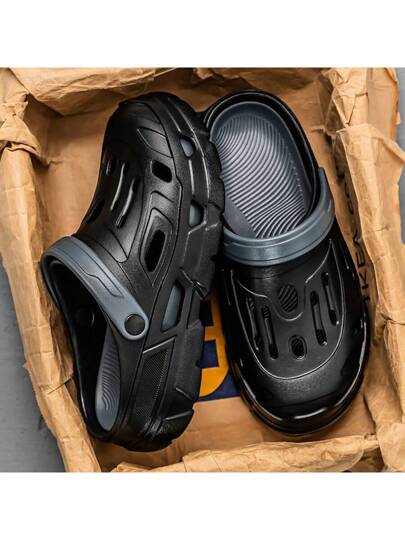 صنادل رجالية مثقبة، صنادل صيفية للاستلقاء مع تصميم إصبع مغلقة، ذات استخدام ثنائي الاتجاه، مانعة للانزلاق، أحذية للشاطئ والرياضة الخارجية