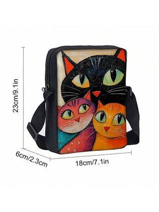 حقيبة كتف مطبوعة من طرف واحد بنمط القطة