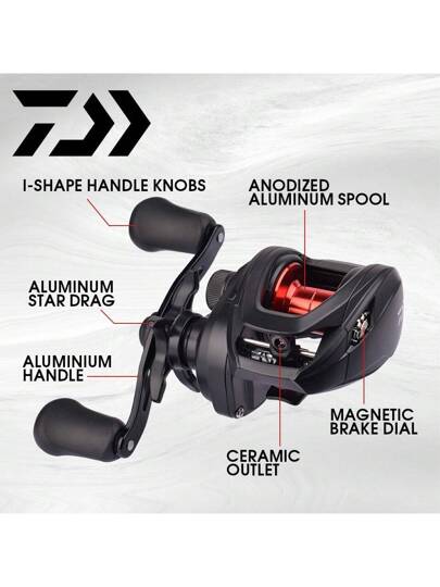 DAIWA بكرة اللقم من نوع داييوا PR100 ، نسبة التروس 7.3:1 ، كأس الخيط من الألومنيوم 33 ملم ، بكرة صيد مكافحة الارتداد العكسي