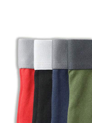 Manfinity Underwear&Sleepwear Basics 4 قطع سروال داخلي للرجال بخصر مطاطي مريح، بتصميم بألوان متباينة مع رسوم حروف