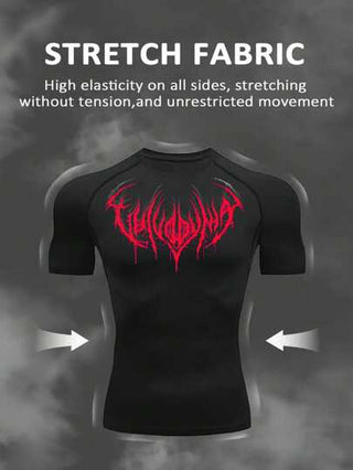 Manfinity Sport Polished تيشرت رياضي قصير الأكمام برقبة دائرية بطباعة جرافيك للرجال ، ملابس رياضية صيفية للركض والتنزه