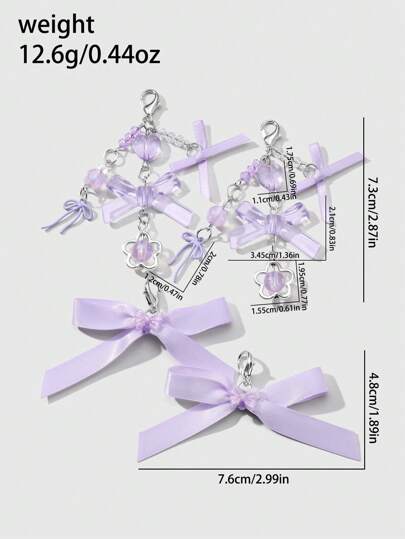 ROMWE Kawaii 4قطع/مجموعة مشابك أحذية من الراتينج بشكل زهور أنيقة، وقلب، وفيونكة، سلسلة فضية متعددة الاستخدامات للديكور للبنات/النساء، للاستخدام اليومي وكهدية للمناسبات