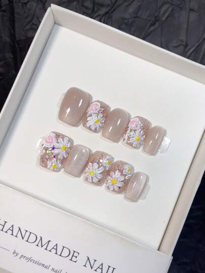 10 قطعة من أظافر الاصطناعية القابلة للارتداء المصنوعة يدويًا بشكل قصير، أظافر ضغط على الأظافر ، لوازم الأظافر للأظافر الصيفية أظافر ضغط على الأظافر، أظافر ضغط على الأظافر القصيرة مصنوعة يدويًا ، أظافر اصطناعية لوازم الأظافر ، جمال مرسوم باليد قطة 3D...