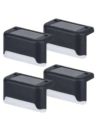 4 حبات أضواء درج تعمل بالطاقة الشمسية، أضواء ممر حديقة وسلم خارجي، إنارة بيضاء