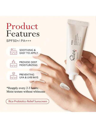 KOEC كريم ترطيب الوجه بواقي شمس الأرز SPF 50+، كريم واقي من الشمس الكوري اليومي للبشرة الحساسة، كريم واقي من الشمس بحجم السفر للوجه، راحة مع مستحضرات العناية بالبشرة الواقية من الشمس 50 مل (1.69 أوقية سائلة)