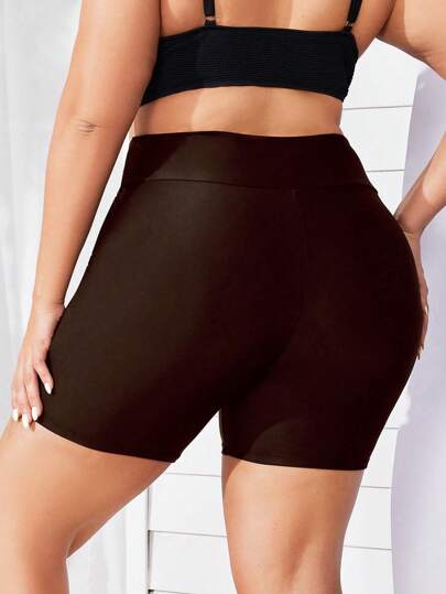 Swim Lushoire قطعة سفلية لملابس السباحة البيكيني ذات لون أحادي والخصر على شكل صليب للمرأة ذات الحجم الكبير